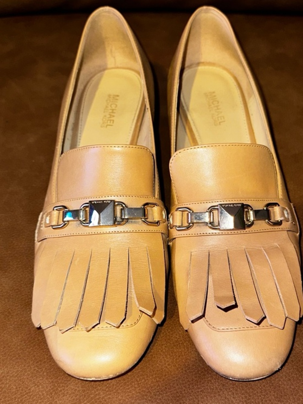 UGC Michael Kors Charlton Mid tan leather loafers Sz 8